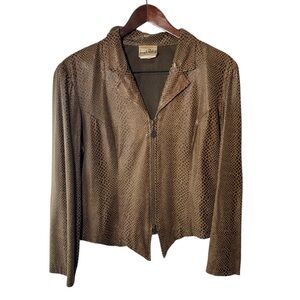 Joseph Ribkoff Vintage Brown Snakeskin Print Jacket Size Large